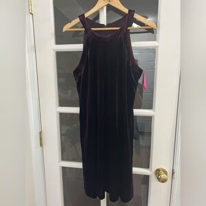 BETSEY JOHNSON Mini Dress, Dark Red Velvet Sleeveless Soft Velour - size10